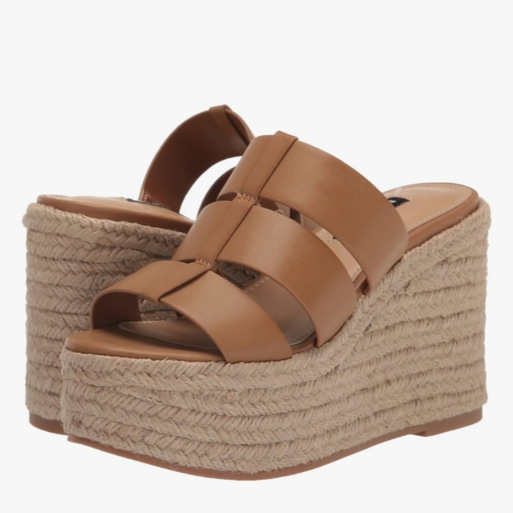 New w/o Box Nine West Keran 3 Vegan Leather Slip-On Espadrille Platform Wedge